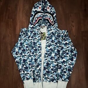 Blue ABC Bape Shark Hoodie Size Large